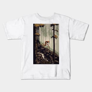 Retro Scenic Mountain Bike Poster Art: Think Outside, No Box Required! Kids T-Shirt